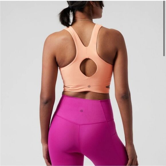NWT Athleta Conscious Crop Cut Out Bra D-DD "Bright Peach" - Picture 2 of 12
